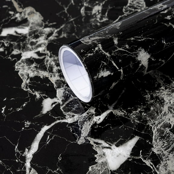 Arthome Black Marble Contact Paper,17"x393" Self Adhesive Wallpaper,Peel and Stick Black Paper Removable Decorative Film for Desk,Kitchen,Countertop,Cabinet,Shelf Liner,Waterproof Vinyl Sticker