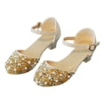 thumbnail image 6 of Splozh Girls' Sandals Girls High Heels Dress Shoes Party Wedding Church Mary Janes Princess Shoes Gold,US 10.5, 6 of 7