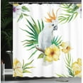 thumbnail image 4 of Ambesonne Animal Shower Curtain, Hibiscus with Wild Birds, 69"Wx84"L, White Yellow Green, 4 of 5