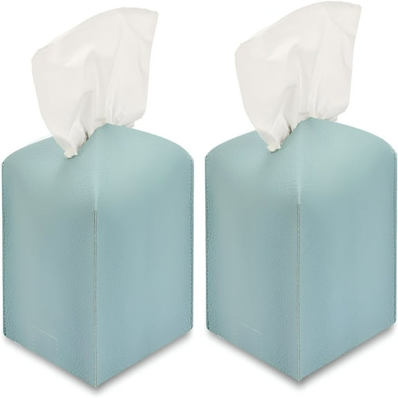 LAMIRO Tissue Box Holder,Decorative PU Leather Square Tissue Box,Waterproof Kleenex Box Covers,Car Kleenex Holder,White Tissue Box Cover,for Car,Office and Home