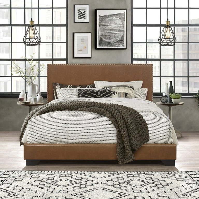 Willow nailhead trim store upholstered queen bed