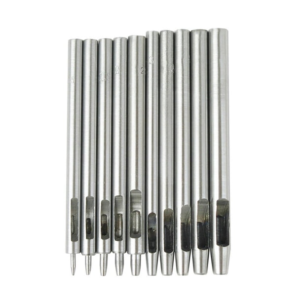 Perforadora hueca para manualidades de cuero, perforadoras de metal, tapete de corte ligero, 10 tamaños, manualidades de cuero para correas de reloj