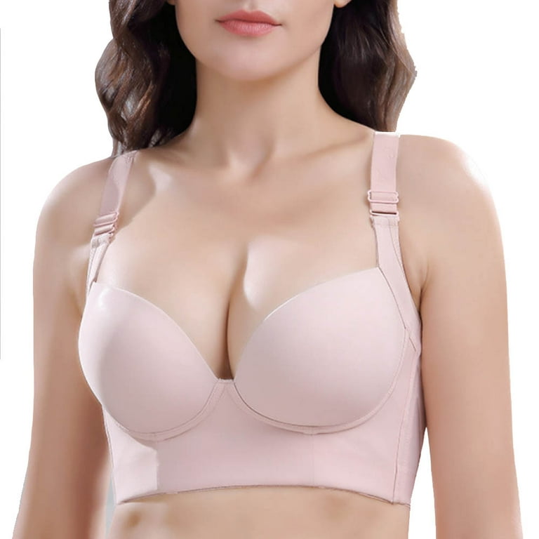 Women Deep Cup Bra Hide Back Fat Bra with Shapewear Incorporated Full Back  Coverage Push Up Sports Bra 