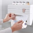 thumbnail image 4 of SHAR Kitchen Grease Paper Holder - White, Rolling Paper Holder, Kitchen Rolling Paper Holder Wall Mounted Kitchen Grease Paper and Cling Holder with Cutout Function, 4 of 5