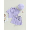 thumbnail image 2 of Bagilaanoe 3pcs Little Girl Skirt Set Set Short Sleeve Shirt Tops + Pleated Skirt + Hat 4T 5T 6T 7T Kids Casual Summer Outfits, 2 of 8