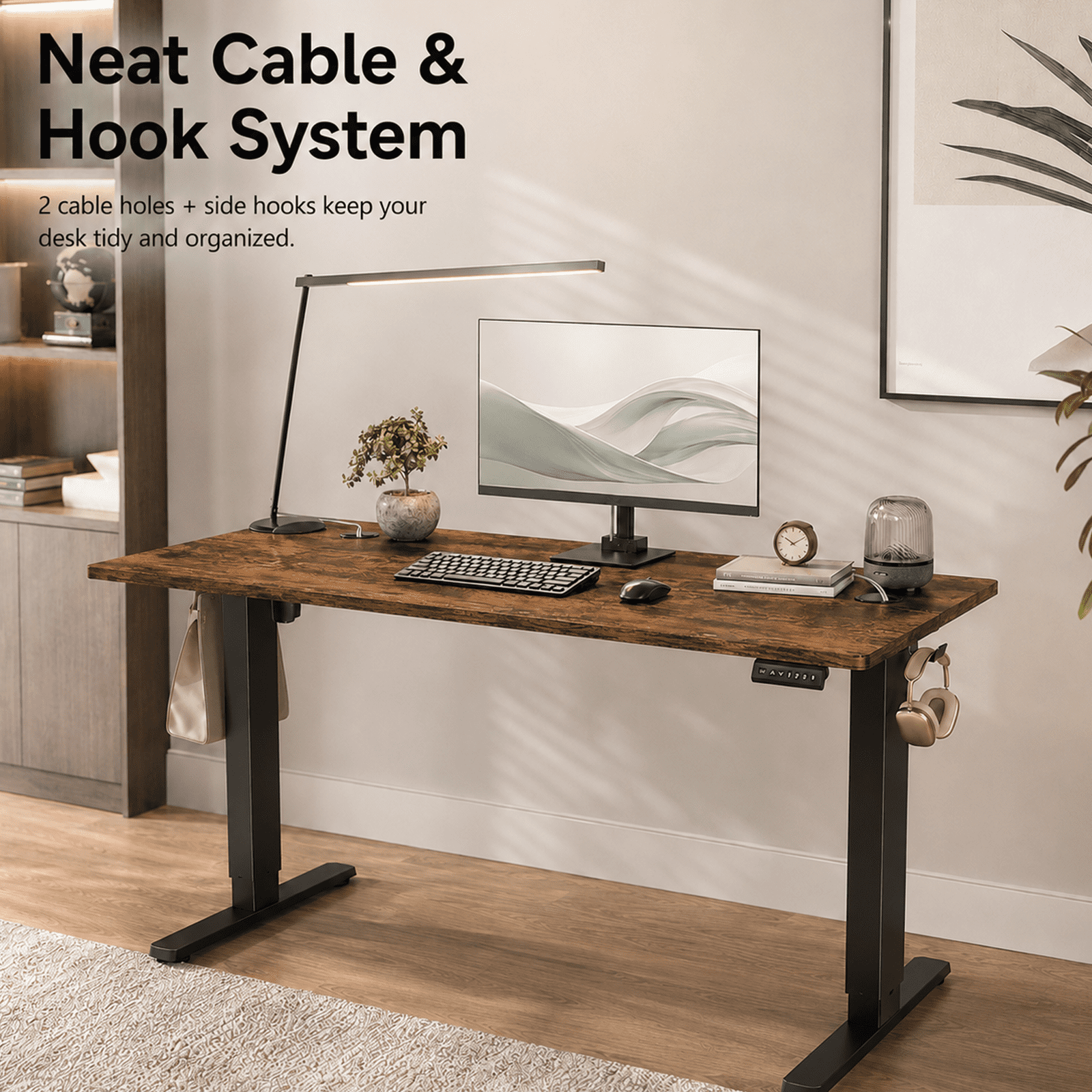 Alvantor Standing Desk, 28.7''- 48'' Height Electric Height Adjustable Home Office Desk with 3 Memory Presets, Sit and Stand Up, T-Shaped Frame