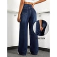 thumbnail image 5 of EMMIOL Women's Wide Leg Baggy Jeans Mid Rise Butt Lifting Stretchy Denim Pants Back Patchwork Boyfriend Jeans, 5 of 6