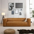 thumbnail image 2 of Aux Cayes Mid-Century Modern Furniture Genuine Leather Sofa in Tan, 2 of 3