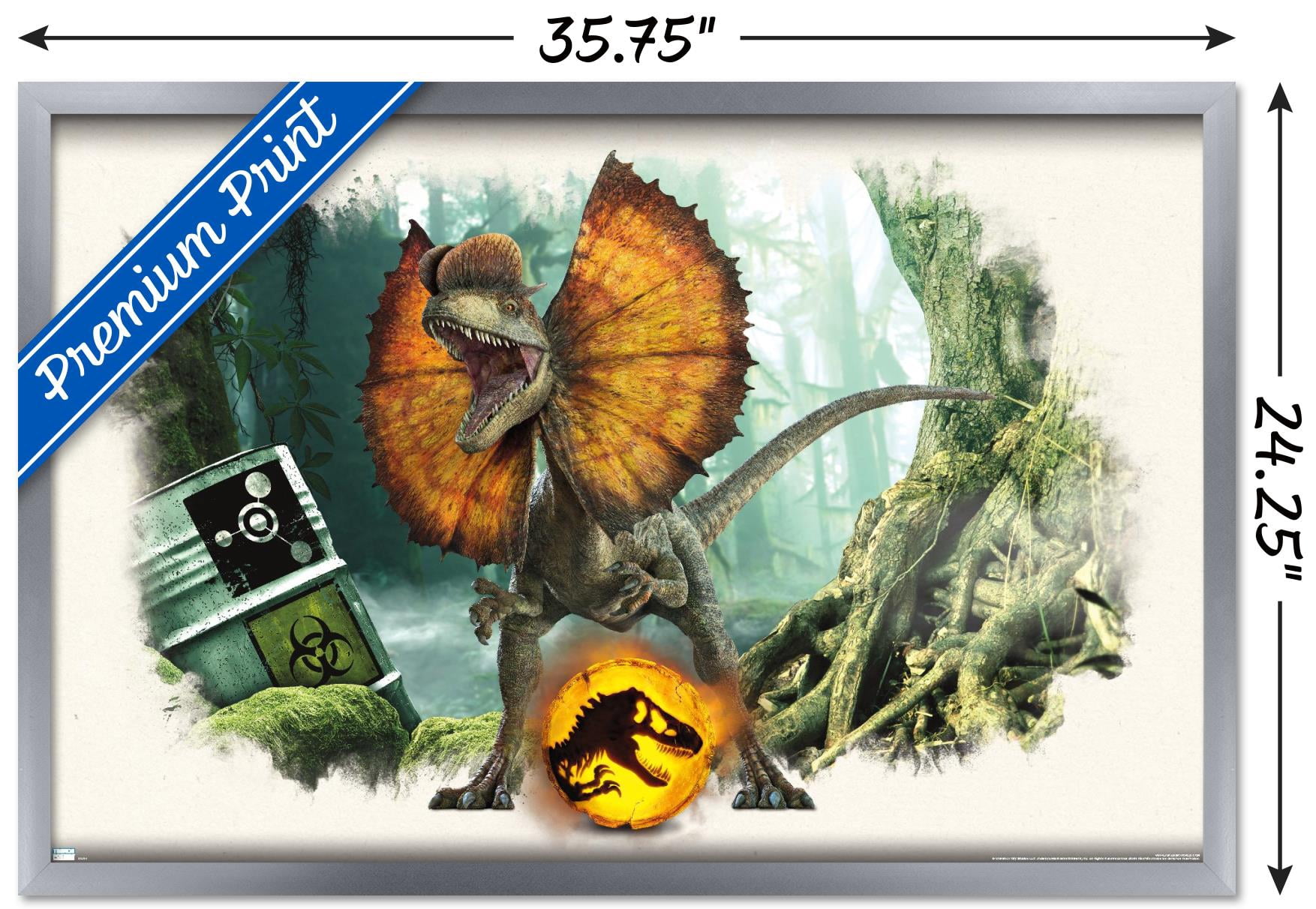 Jurassic World: Dominion - Dilophosaurus Focal Wall Poster, 22.375" x 34" Framed