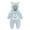 Blue, variant on AWZXDE Baby Snowsuit Cute Bear Ear Hood Quilted Side Snap Warm Winter Jumpsuit Outwear Blue - 3-6 Months