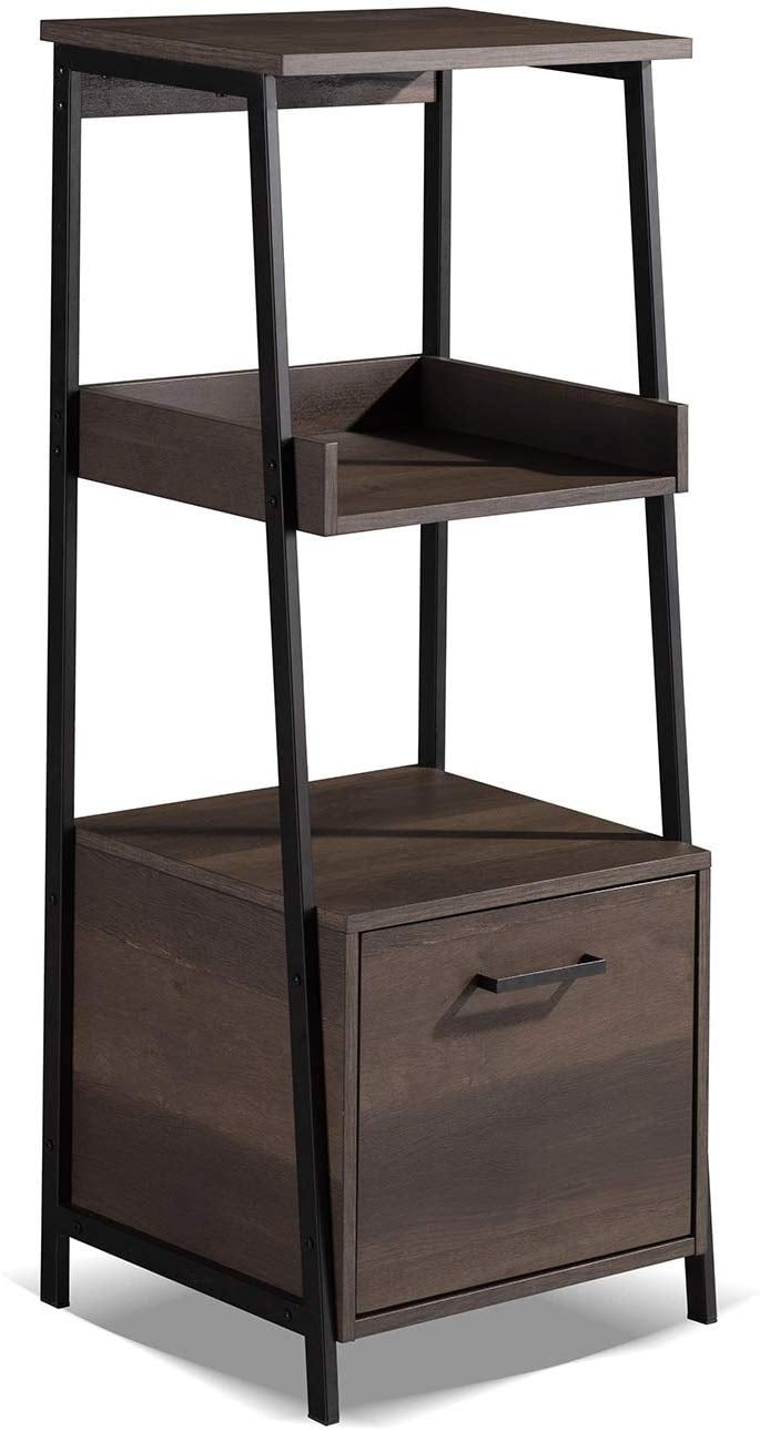 Sekey Home Bookcase Bookshelf Cabinet With Storage Shelf And Drawer Sturdy And Easy Assembly Wood Look Accent Furniture With Metal Frame Smoky Oak Walmart Com Walmart Com