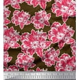 thumbnail image 1 of Soimoi Tissu Popeline de Coton Brun Feuilles & Tissu Imprimé Floral 1 Yard 56 Inch Wide, 1 of 1