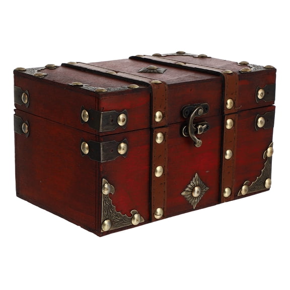 KHBUAB Retro Style Storage Box Plastic Dark Red For present Giving Women 1Pack 7.1x4.5x4.1in