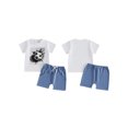 thumbnail image 2 of BemeyourBBs Toddler Baby Boy Football Outfit Infant Baby Boys Summer Clothes Short Sleeve Soccer Graphic T-Shirt and Solid Color Drawstring Pockets Shorts Set Toddler Boys Summer Outfit, 2 of 9