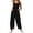 Black, variant on Summer Workout Jumpsuits for Women Plus Size Wide Leg Baggy Bib Overalls Casual Simple Solid Color Sleeveless Rompers with Pockets for Daily Leisure Wear Dark Blue S