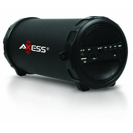 NEW Axess Portable Bluetooth Cylinder Loud Speaker Black SPBT1031-BK w/ SD