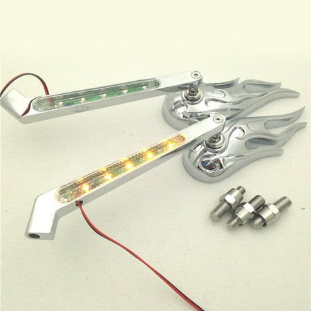 - HTT Motorcycle Custom Chromed Flame Shape LED Turn Signal Integrate Mirrors Fit all Harley-Davidson Models Softail Fat Boy Road King Dyna Wide Glide Springer Sportster XL any Custom Application