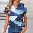thumbnail image 6 of Dweltoz Shirts for Women Summer Short Sleeve Casual Top V Neck Loose Fit Shirts Beach Vacation Color Block Tees 2026,Dark Blue S, 6 of 7