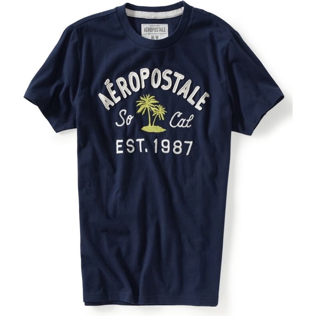 Aeropostale - Camiseta gráfica para hombre adornada So Cal, azul, extra pequeña