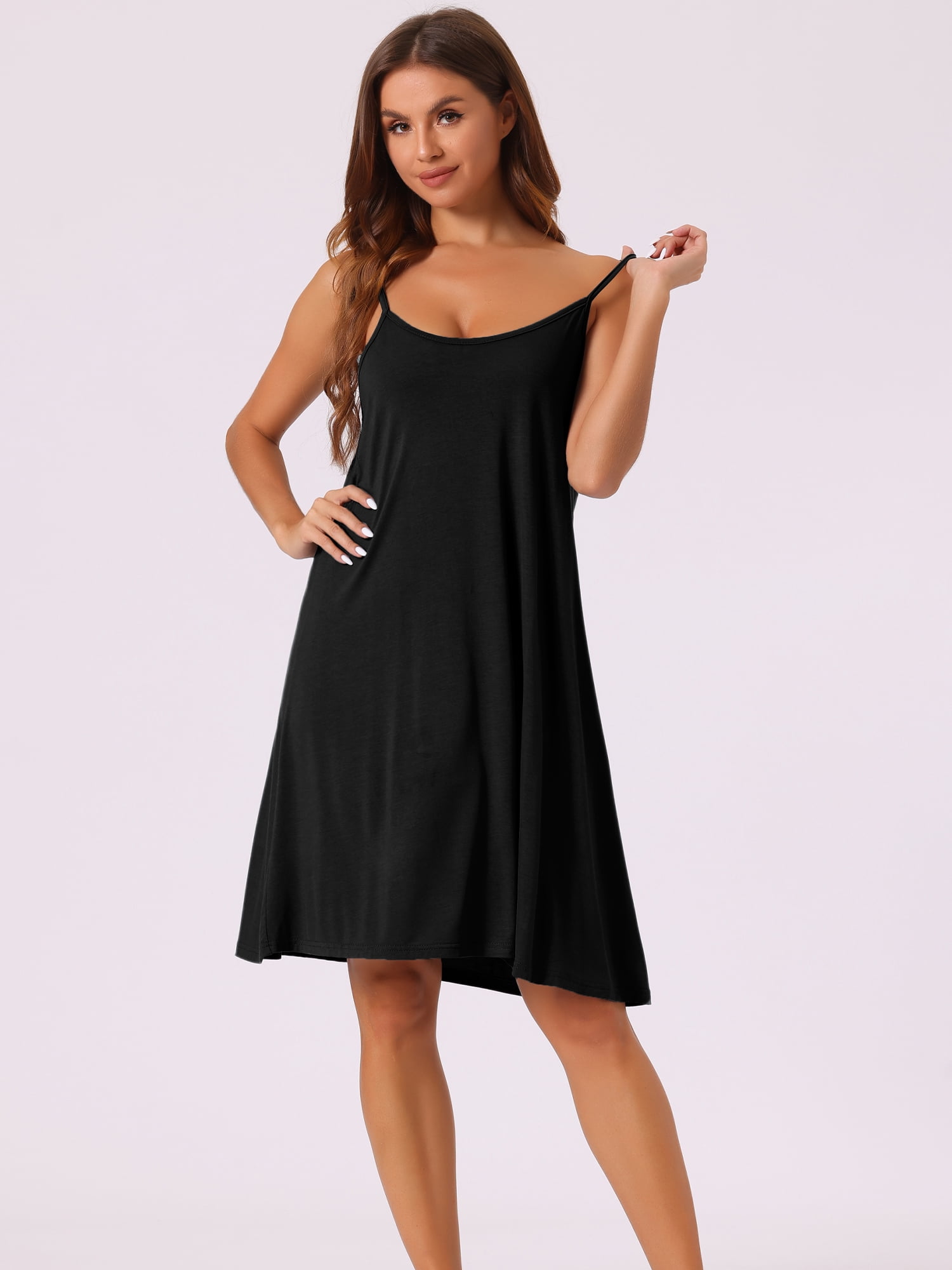 DARING DIVA Women's Sleeveless Spaghetti Strap Cross Back Nightwear 2XL Black