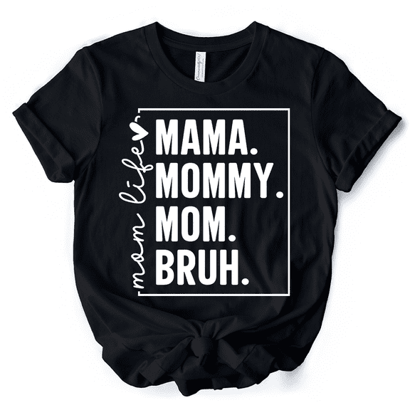 Funny Mom's Life T-Shirt, Black Minimalist Mama Tee for Stylish Mothers