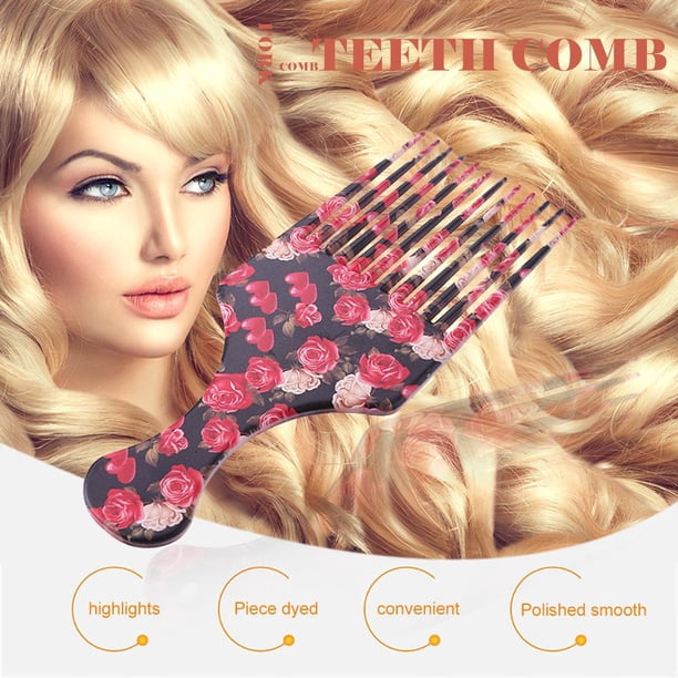 Peine de pelo de plástico para mujer herramienta de estilismo con peine para rizos de dientes anchos