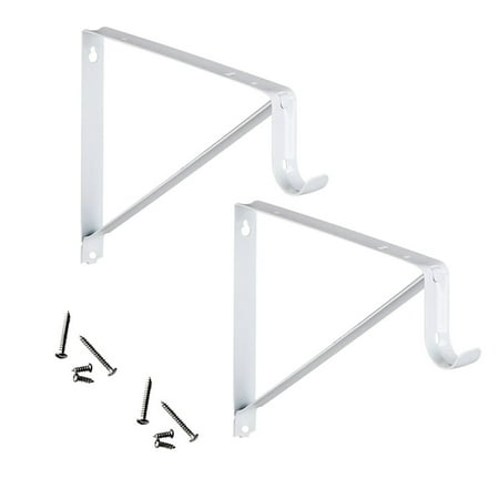 

Wall Mounted Closet Rod Bracket Rustproof Corrosion Resistant Strong Load-bearing Easy Installation Heavy-Duty Closet Shelf Bracket with Screws Kit