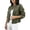Army Green, variant on Women's Cropped Denim Jacket Stand Collar Military Epaulets Double Breasted Casual Outerwear