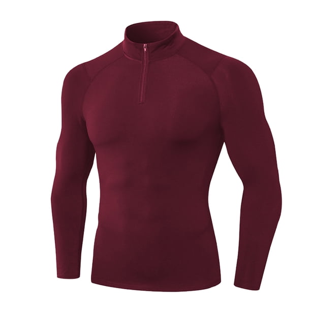 Minnieouse Ropa interior térmica para hombre, Otoño, cuello alto, alto elástico, camisetas para hombre, manga, jersey para exteriores, ropa, Camisetas Vino rojo Minnieouse AP013564-05