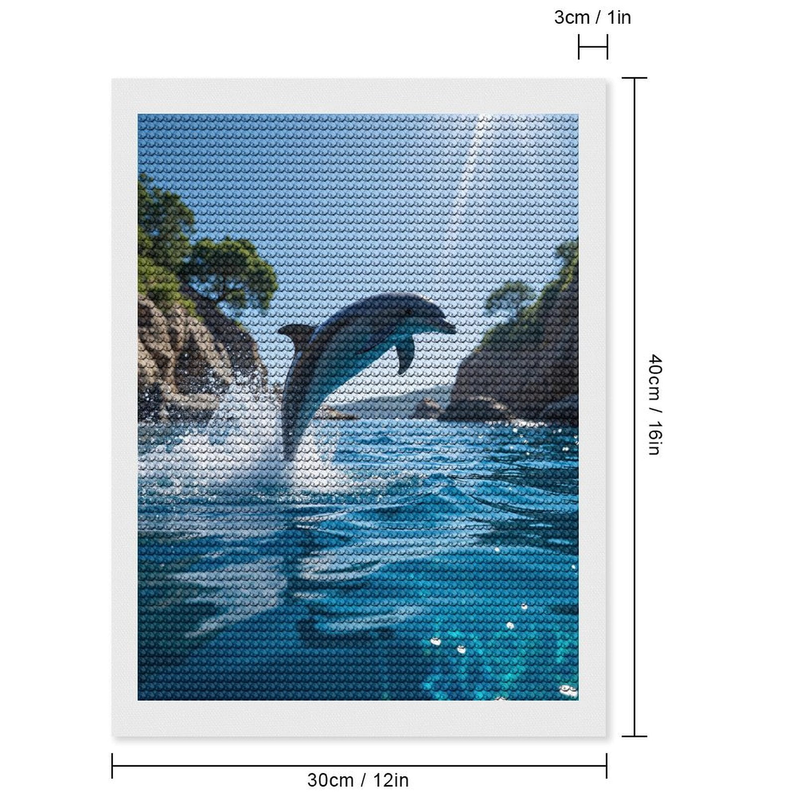 Diamond Art Kits for Adults, Dolphin Leaping Ocean Waves 5D Diamond Painting Kits for Adults Beginners, DIY Full Drill Diamond Painting, Gem Art and Crafts 12x16