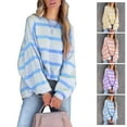 thumbnail image 4 of Sudadera de manga larga a rayas NikouMX Jersey suelto para mujer, 4 of 6