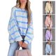 thumbnail image 3 of Long Sleeve Top, Stripe Print Oversized Sweatshirt Dropped Shoulder For Shopping ANGGREK Otros, 3 of 6