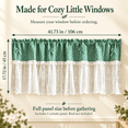 thumbnail image 2 of Plaid Lace Cafe Curtain, Short Window Valance with Bow, Small Window Treatment for Privacy and Soft Daylight, for Farmhouse Kitchen, Laundry Area and Small, Green, 9.84 x 8.66 x 1.18 in, 1 Piece, 2 of 10