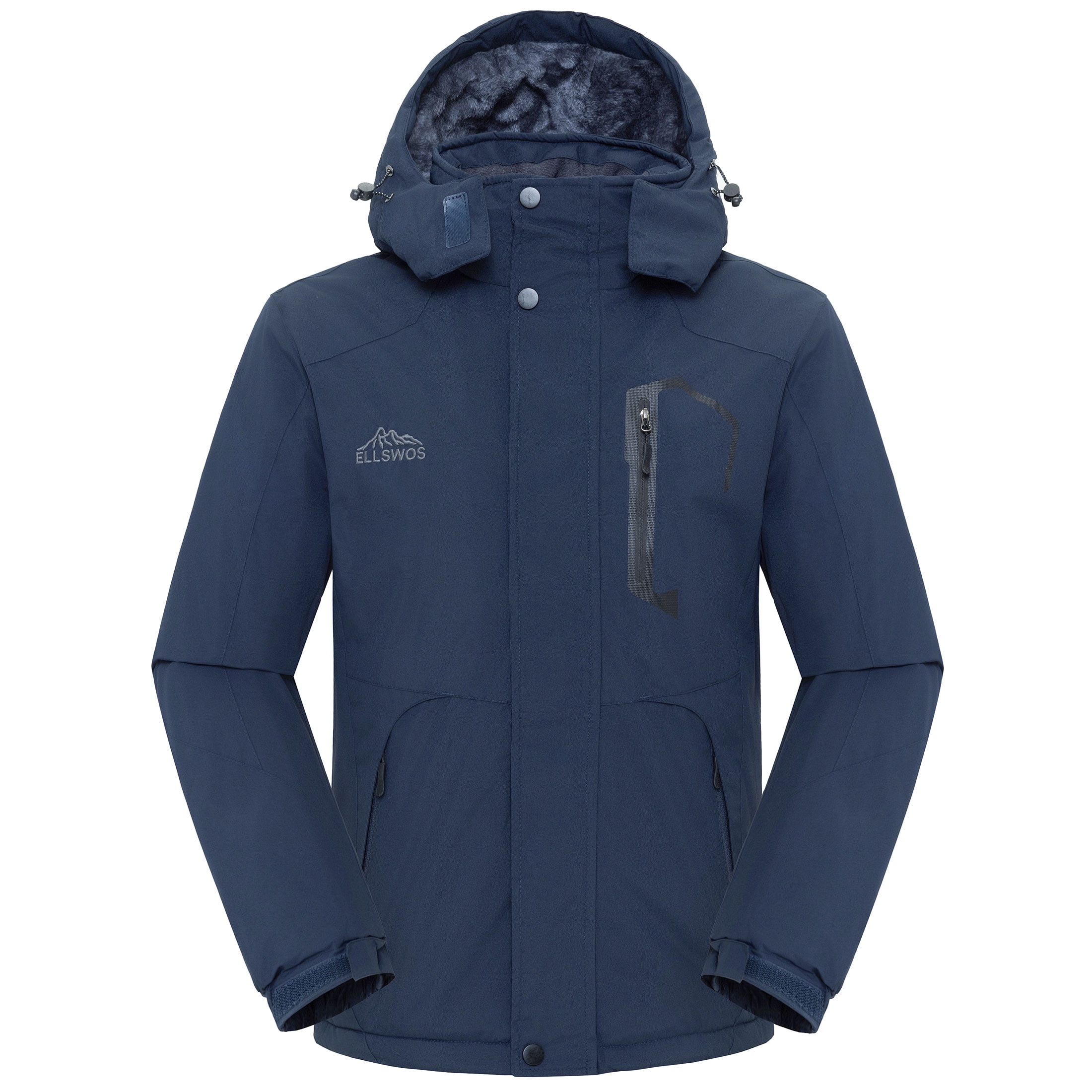 Ellswos-Sports Men's Winter Ski Jacket Waterproof Snow Coats Snowboard Fleece Lining Jacket Warm Parka with Hooded Blue L