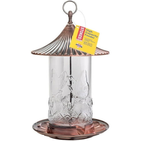 Stokes Select High Capacity Bird Feeder with Metal Roof, Brushed Copper, 2.1 lb Seed Capacity