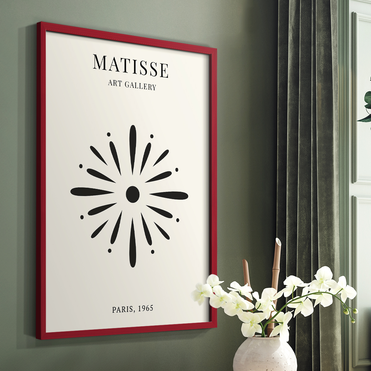 Matisse CXLI Framed Print in Red Solid Wood 8 x 10 Framed Print