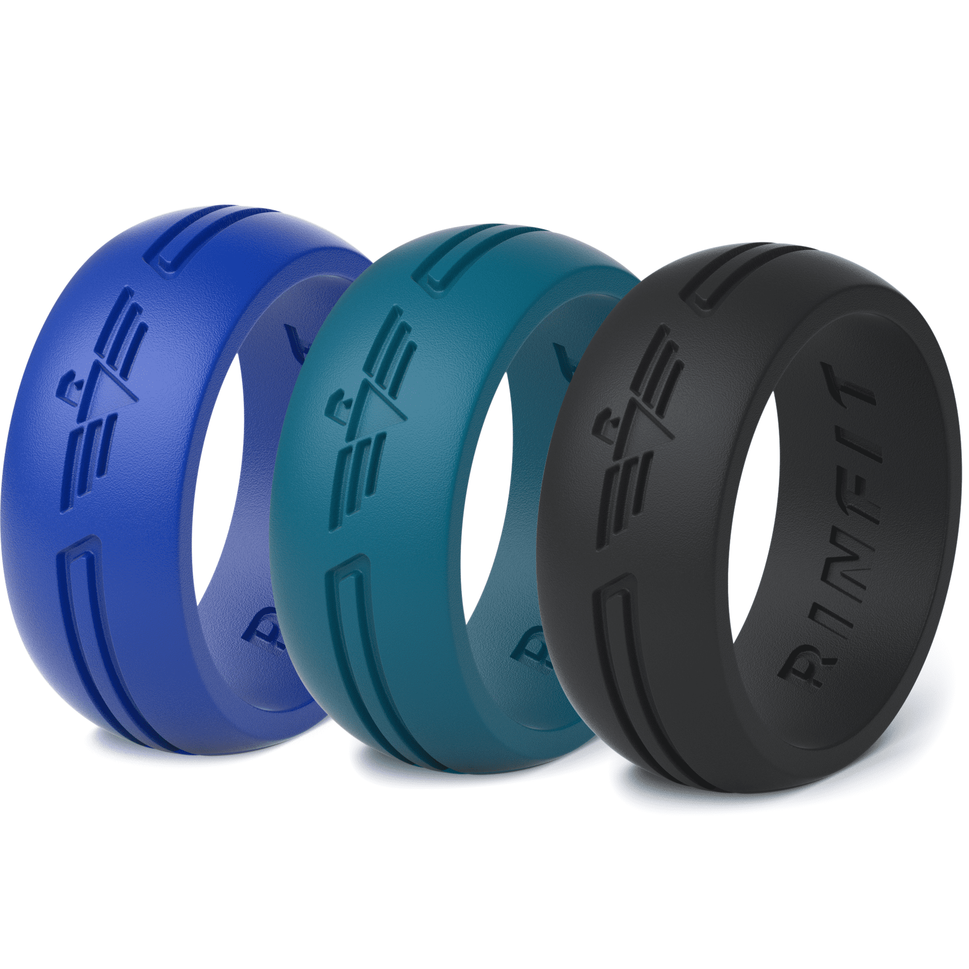 Rinfit - Men's Silicone Wedding Ring by Rinfit - 3 Rings Pack- Soft and