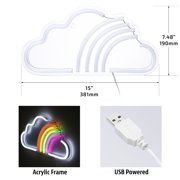 Brightside Rainbow Cloud LED Neon Wall Sign, Multi-color Decorative Lighting, 15