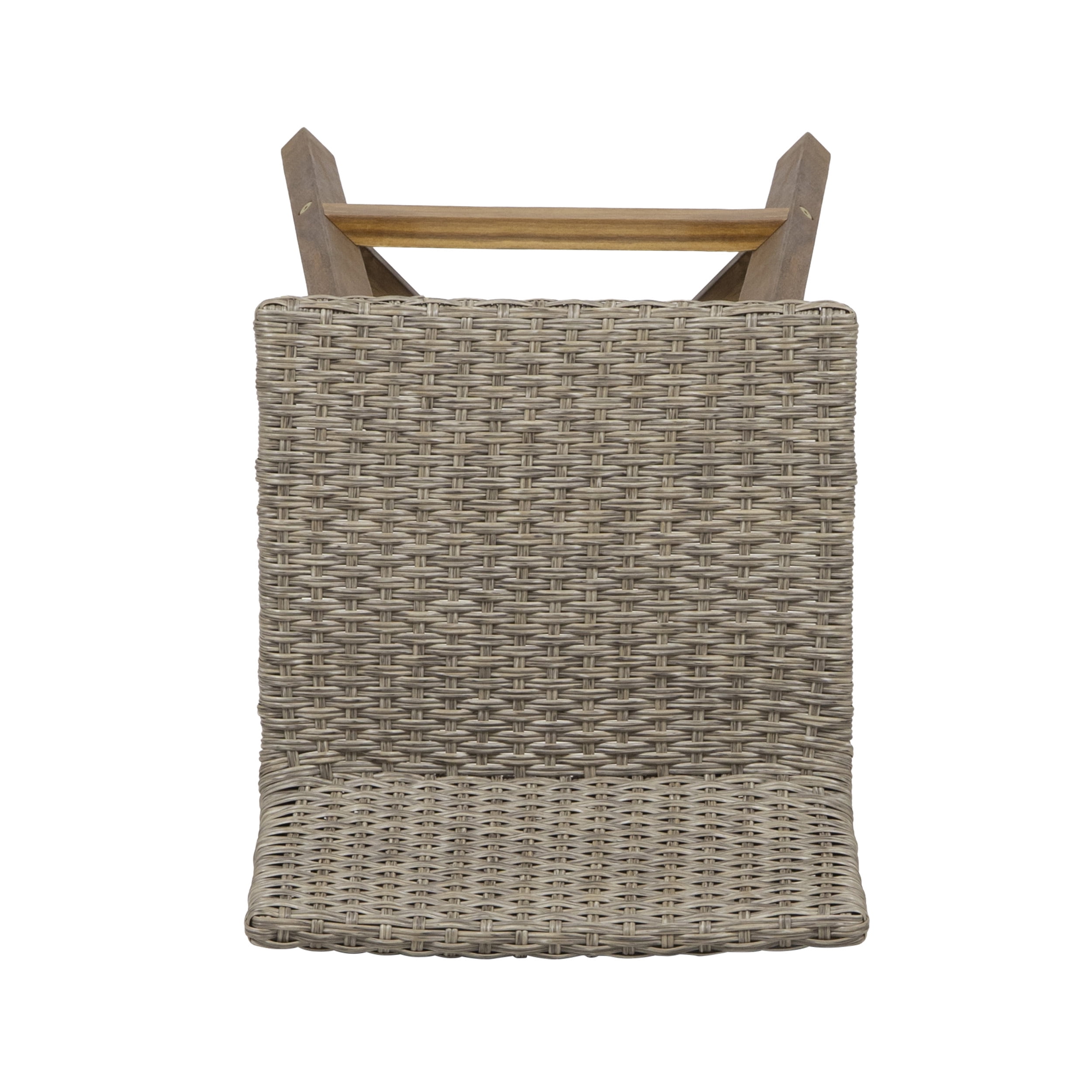 Pico Brea Outdoor Acacia Wood & Wicker Barstools, Set of 2, Light Brown and Teak