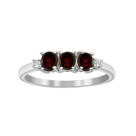 Three Stone Ring!! 925 Sterling Silver 1.75 Ctw Red Garnet January Birthstone Women's Valentine Day Ring