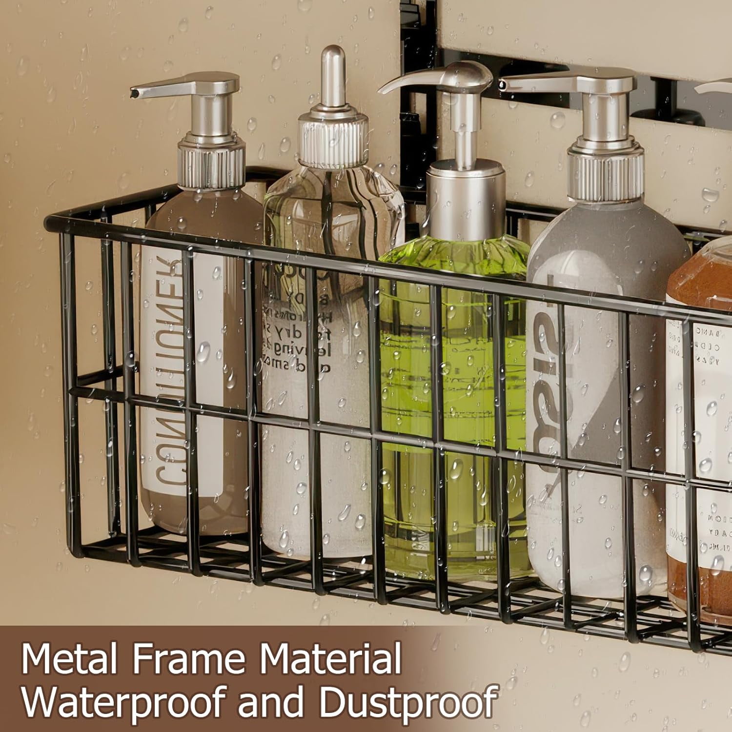 Adjustable Over The Door Organizer, Metal Hanging Door Organizer with 5 Wire Basket 7 Hooks, Wall Mounted Shelf for Pantry Laundry Organization and Storage
