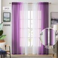 thumbnail image 1 of Purple Ombre Faux Linen Sheer Curtains for Bedroom Living Room Rod Pocket, 2 Tone Reversible Gradient Voile Semi Window Curtains,Privacy and Light Filtering, Set of 2 Panels, 54 x 96 Inch Length, 1 of 5
