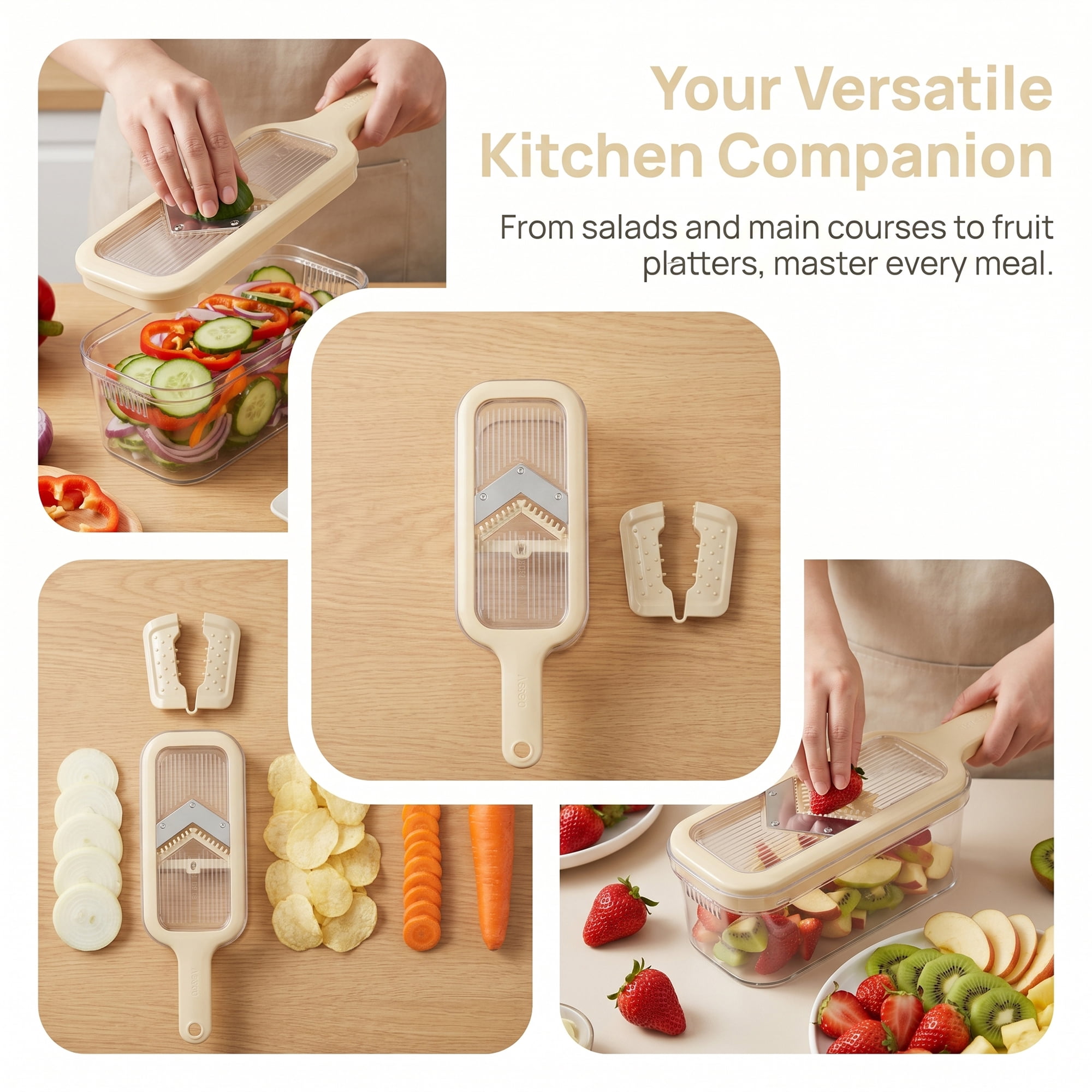 Unique Bargains Versatile 3-in-1 Vegetable Slicer and Chopper for Home White B 13.2"x4.3"