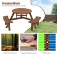 thumbnail image 4 of Wood Picnic Table, Outdoor Round Picnic Table with Built-in Benches, Outside Table and Bench Set for Garden, Backyard, Porch, Patio, 4 of 8