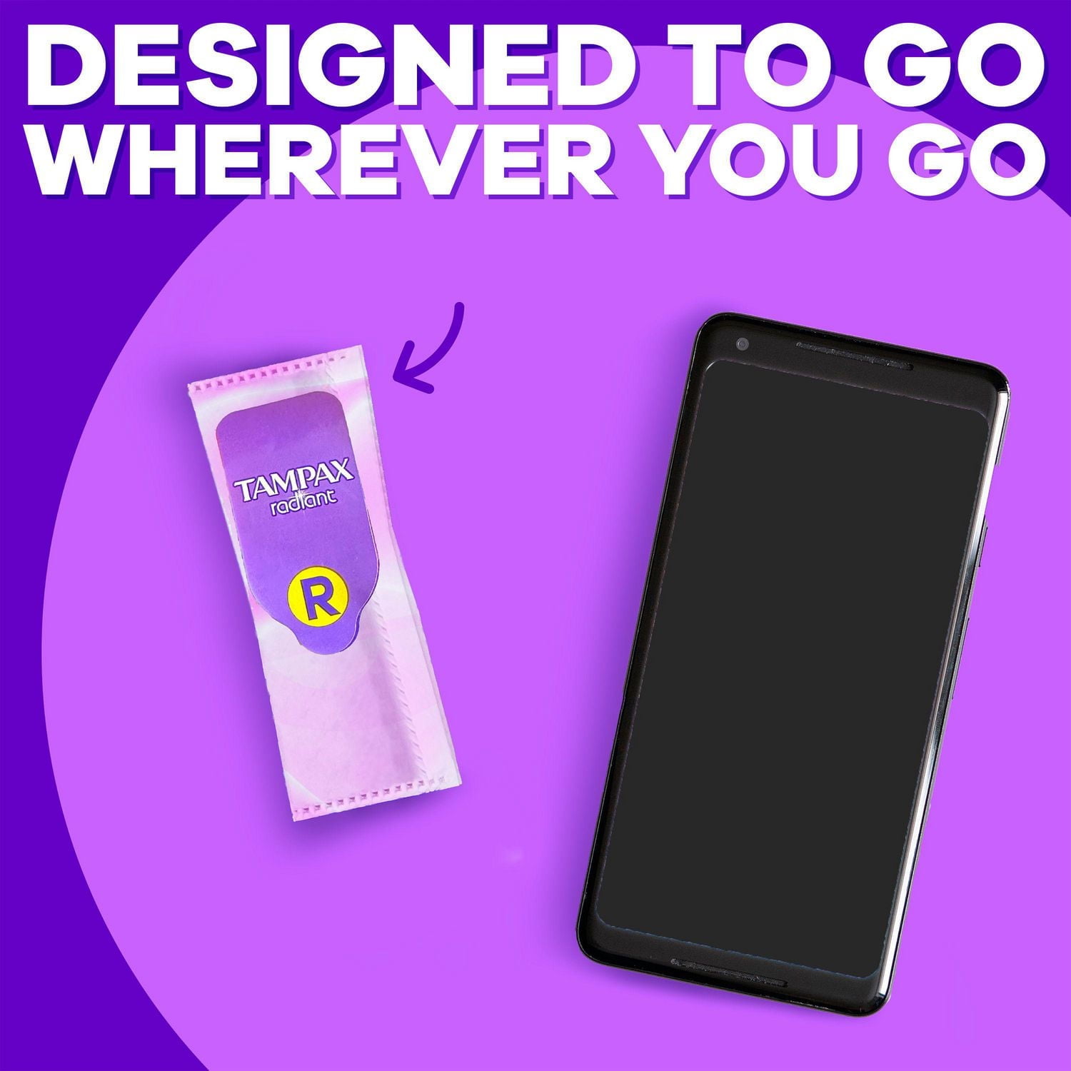 Tampons Tampax Radiant compacts, avec tresse anti-fuites LeakGuard et applicateur extensible, degré d’absorption super, non parfumés, 28tampons 28CT