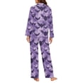 thumbnail image 4 of Garronmavis Halloween Sleepwear Women Cozy Soft Loungewear Set Nightwear Long Sleeve Button Down PJs 2 Piece Pajama Set with Pockets Fall Outfits, Purple Bats, 4 of 7