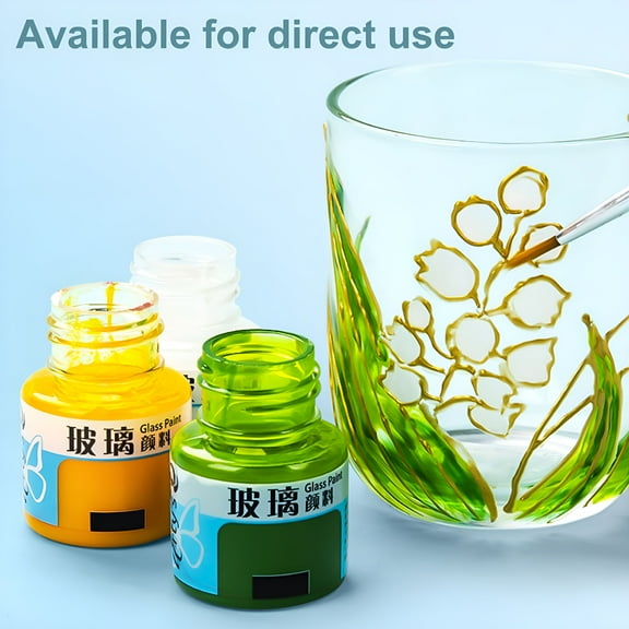 VELIMO 1 Set Glass Paint Bright Colors Convenient No Bake High Gloss Shinny DIY Portable Gloss Finish Acrylic Enamel Craft Painting Coating for Student