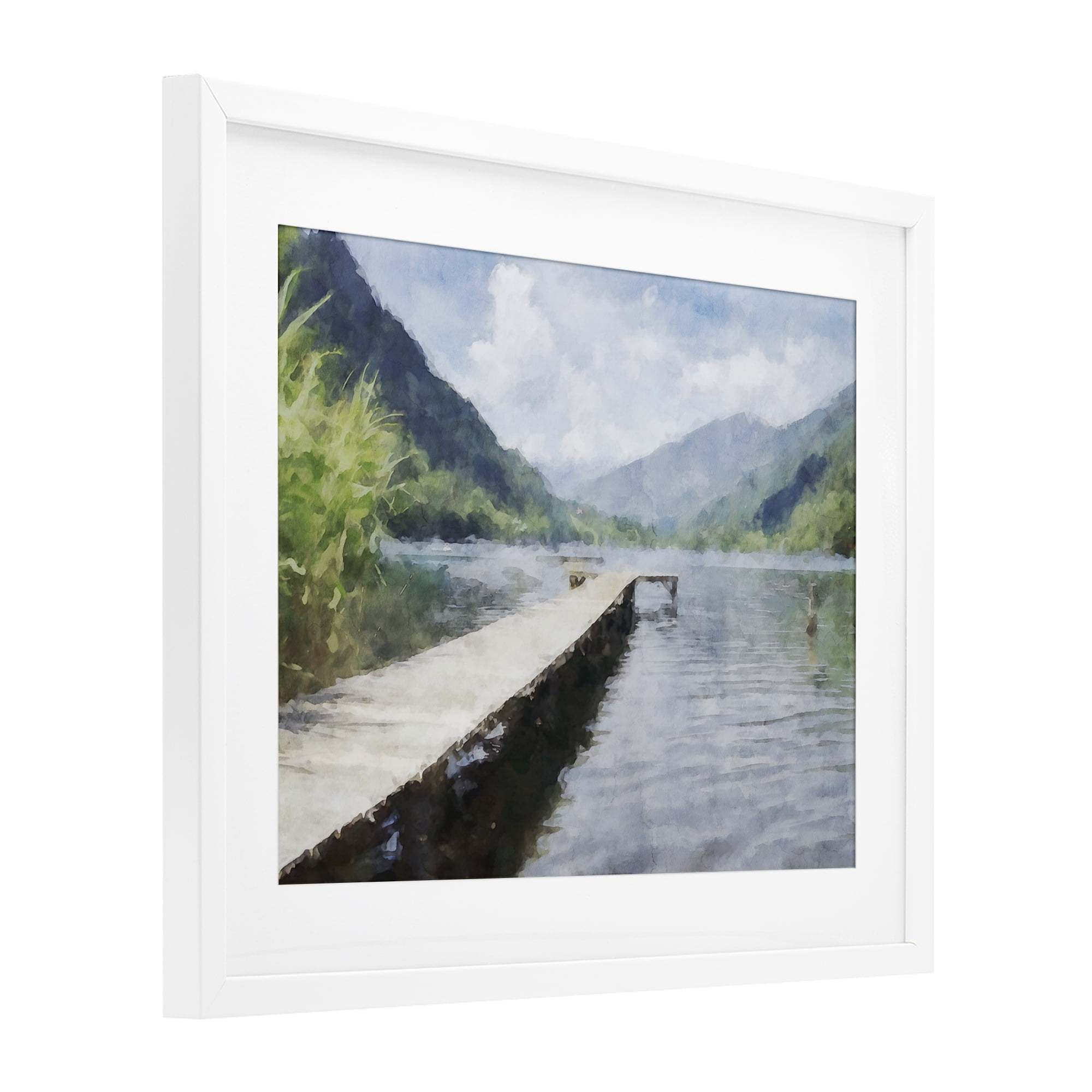 Stupell Industries Dappled Lake Dock White Framed Print Under Glass, design by Kim Curinga