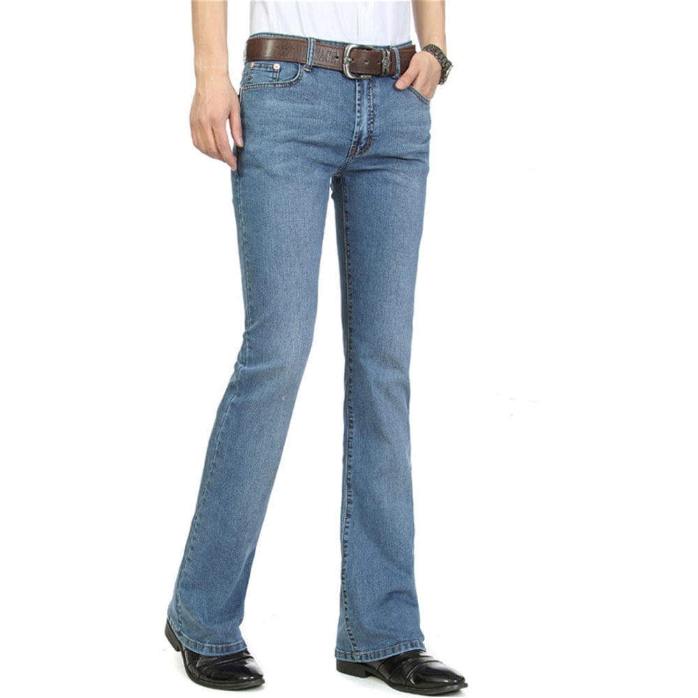HAORUN Men Denim Flare Pants Bootcut 70s Western Cowboy Vintage Bell