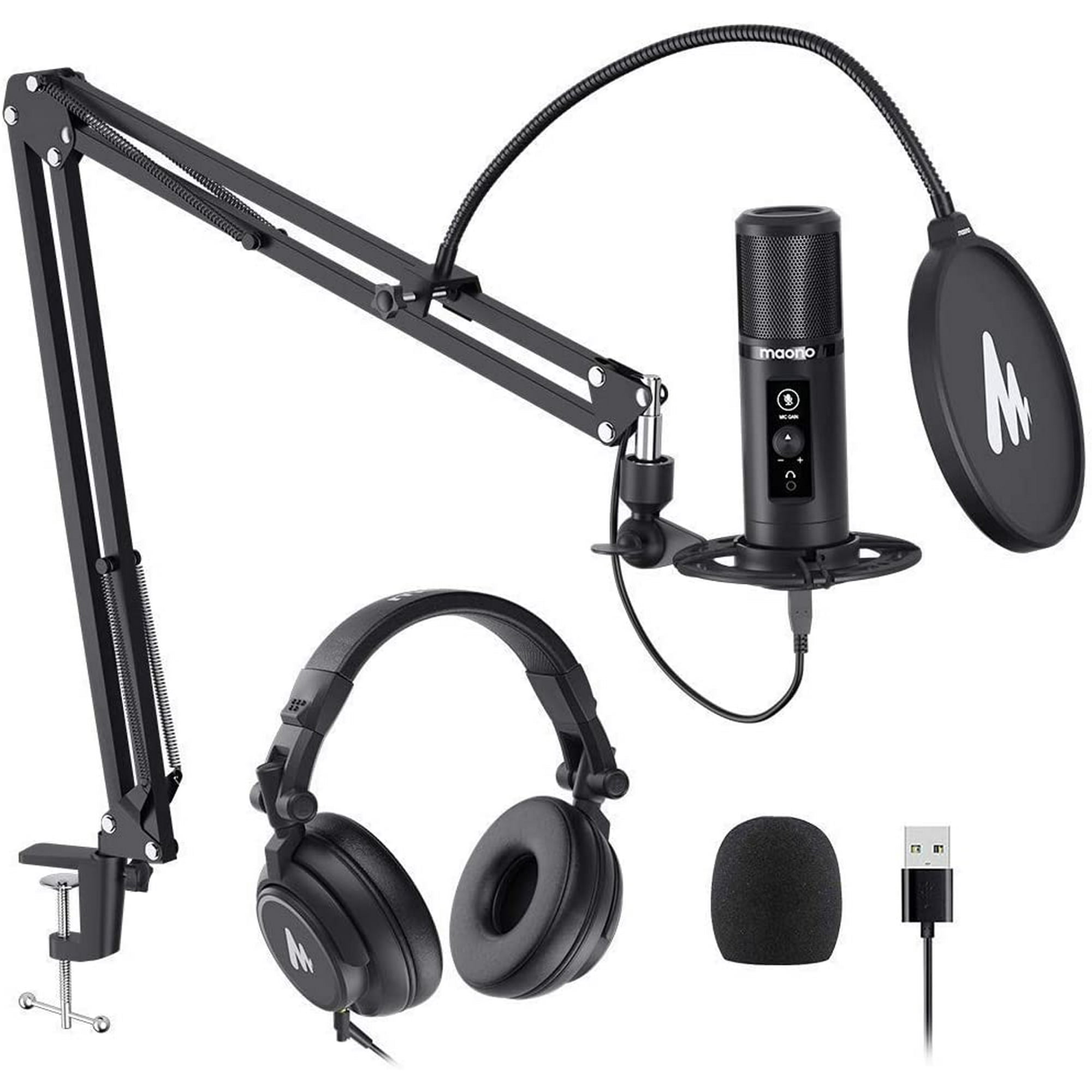 AU-PM422 USB Microphone with AU-MH601 Studio Monitor Headphones Bundle Plug  and Play for Podcast, YouTube, Music… | Walmart Canada